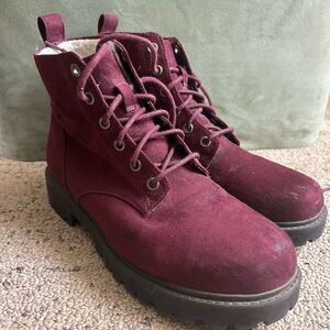 H&M Women's Burgundy Combat Boots